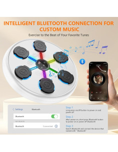 Máquina de Boxeo Musical SPUER Blanca con Luces LED y Guantes 2