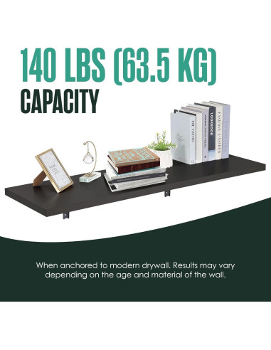 Escritorio Plegable Montado en la Pared Houseables 122x40 cm Negro