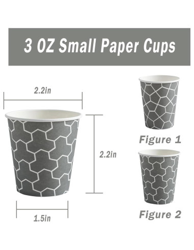 Paquete de 600 Vasos de Papel Desechables 3 oz Huifany Gris