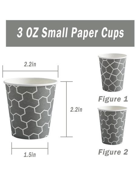 Paquete de 600 Vasos de Papel Desechables 3 oz Huifany Gris