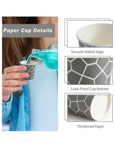 Paquete de 600 Vasos de Papel Desechables 3 oz Huifany Gris