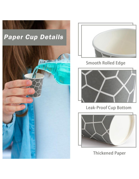 Paquete de 600 Vasos de Papel Desechables 3 oz Huifany Gris