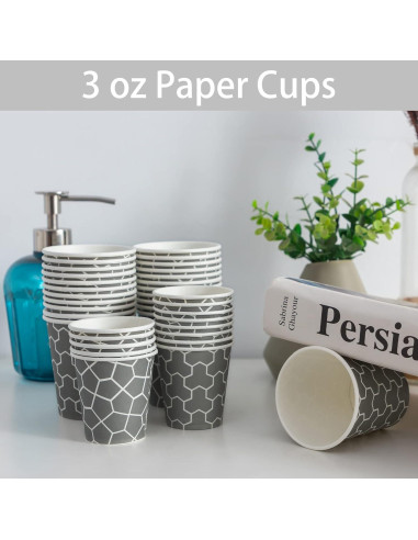 Paquete de 600 Vasos de Papel Desechables 3 oz Huifany Gris