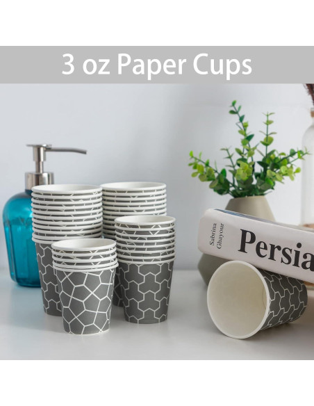 Paquete de 600 Vasos de Papel Desechables 3 oz Huifany Gris