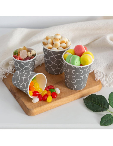 Paquete de 600 Vasos de Papel Desechables 3 oz Huifany Gris