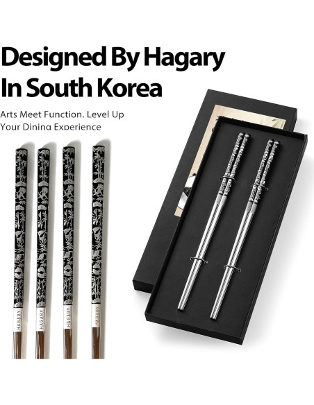 Palillos Metálicos Reutilizables Hagary Panda Negro - 2 Pares