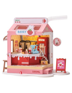 Kit Mini Casa DIY Wowood Milkbox de Fresa 15x11x18 cm