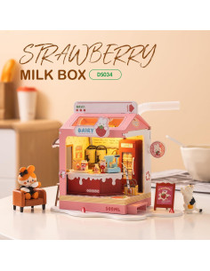 Kit Mini Casa DIY Wowood Milkbox de Fresa 15x11x18 cm 2