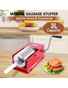 Embutidor de Salchichas Hakka 3L Acero Inoxidable 4 Tubos 2