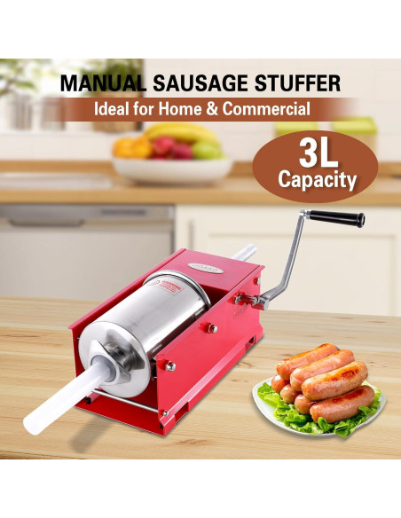 Embutidor de Salchichas Hakka 3L Acero Inoxidable 4 Tubos