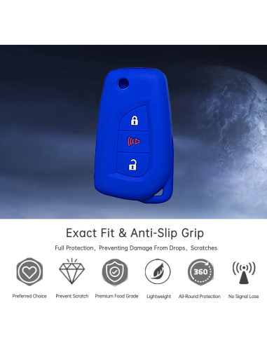Cubierta de Llave de Silicona Toyota 3 Botones Azul 2013-2024