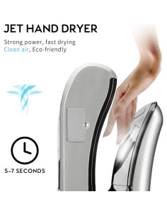 Secador de Manos Automático BEZADI 1800W HEPA Doble Hoja Plata 2