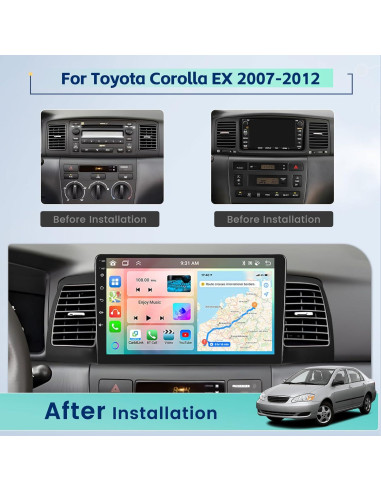 Radio Estéreo Android 4+64GB Inefala para Toyota Corolla EX 2005-2012
