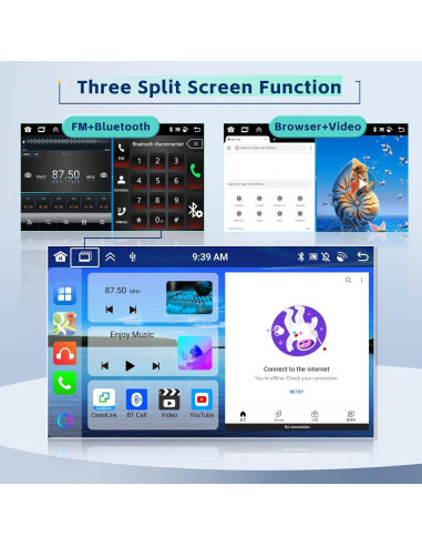 Radio Estéreo Android 4+64GB Inefala para Toyota Corolla EX 2005-2012