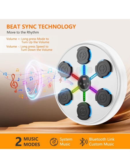 Máquina de Boxeo Musical SPUER Blanca con Luces LED y Guantes
