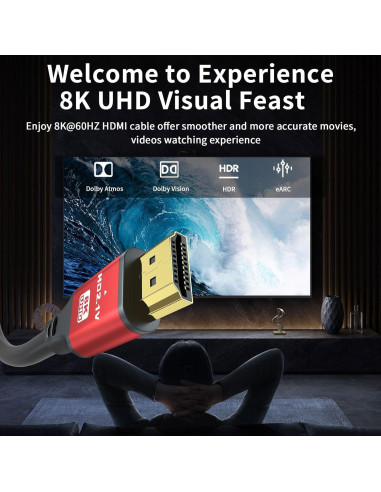 Cable HDMI 0.91m 8K 48Gbps Alta Velocidad Compatible PS5