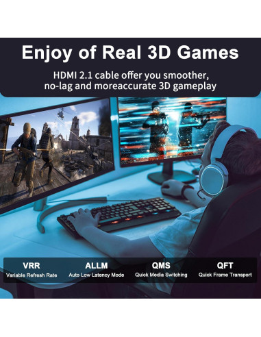 Cable HDMI 0.91m 8K 48Gbps Alta Velocidad Compatible PS5
