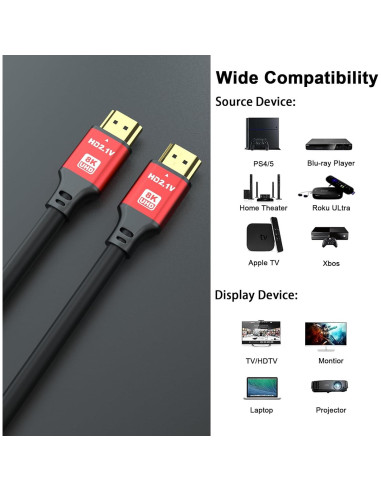 Cable HDMI 0.91m 8K 48Gbps Alta Velocidad Compatible PS5