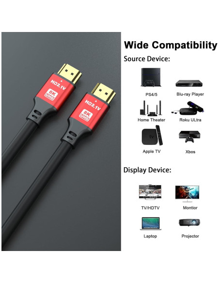 Cable HDMI 0.91m 8K 48Gbps Alta Velocidad Compatible PS5
