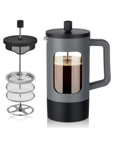 Cafetera Prensa Francesa YOLIFE 1.0 L Vidrio Borosilicato Gris