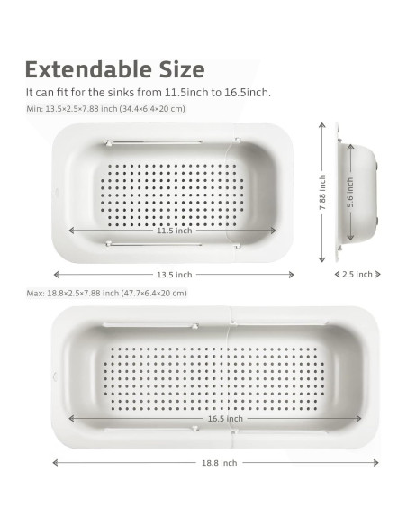 Colador Ajustable Expandible Genérico para Fregadero Blanco Colador Ajustable Expandible Genérico para Fregadero Blanco