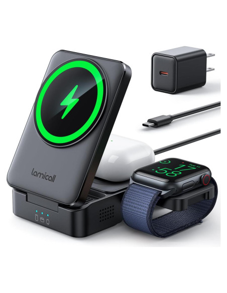 Estación de Carga 3 en 1 Lamicall para Apple - Soporte Plegable