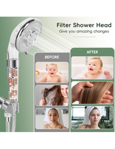 Cabezal de Ducha Filtrado Waai Richeraza 7 Modos Cromo 150 cm
