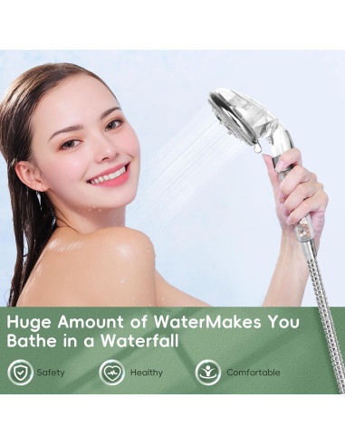 Cabezal de Ducha Filtrado Waai Richeraza 7 Modos Cromo 150 cm