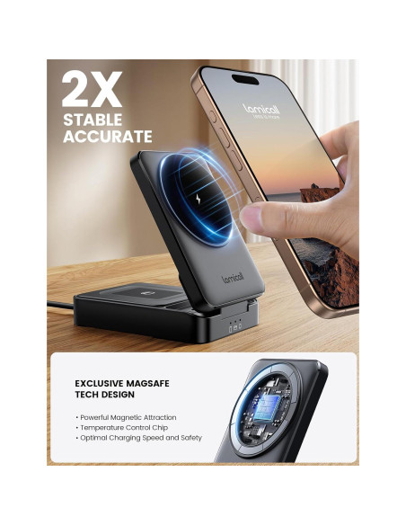 Estación de Carga 3 en 1 Lamicall para Apple - Soporte Plegable