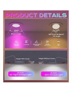 Luz LED Empotrada Inteligente CLOUDY BAY 15 cm 4 Pack RGB 2