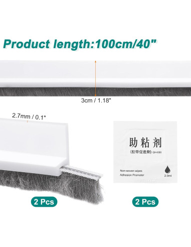 Barrera de Puerta uxcell 100cm x 5cm TPE 2 Pcs Blanco