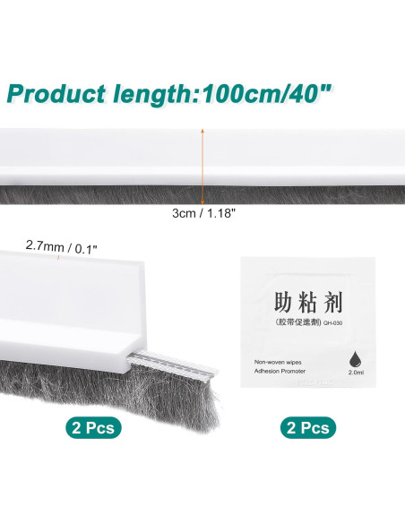 Barrera de Puerta uxcell 100cm x 5cm TPE 2 Pcs Blanco