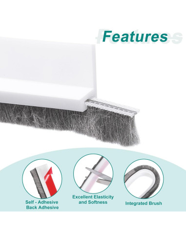 Barrera de Puerta uxcell 100cm x 5cm TPE 2 Pcs Blanco