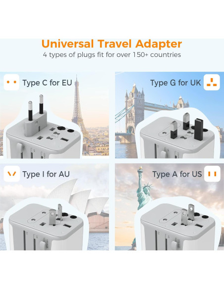 Adaptador de Viaje Universal TESSAN 5 en 1 USB C 3A