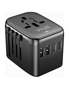 Adaptador de Enchufe Universal 5 en 1 Ouli 3.5A USB-C Negro