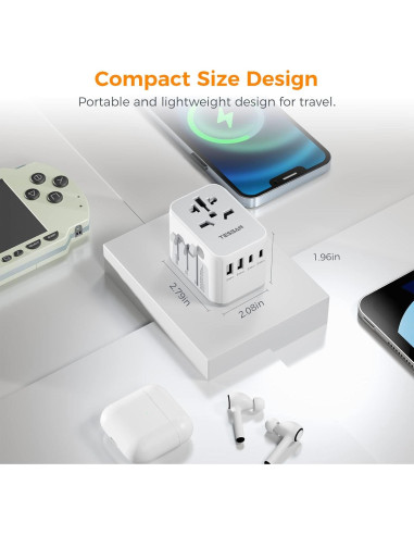 Adaptador de Viaje Universal TESSAN 5 en 1 USB C 3A