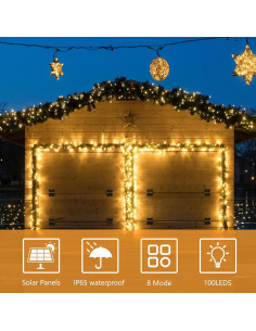 Luces de Cadena Solares Flechllary 11.89m 100 LED Blanco Cálido 2