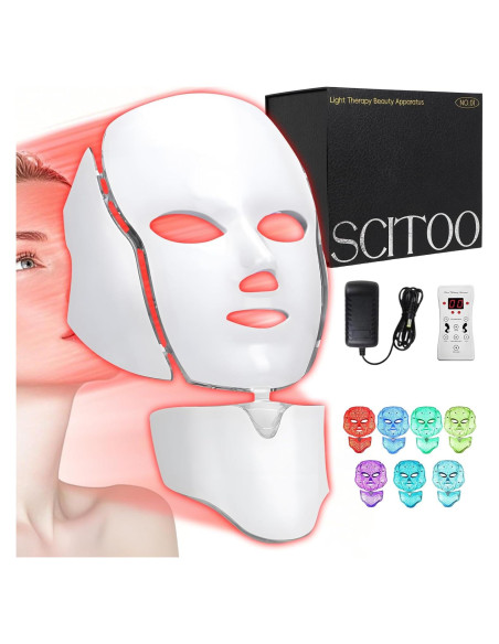 Máscara de Terapia de Luz Facial LED FAHKNS 7 Colores Recargable