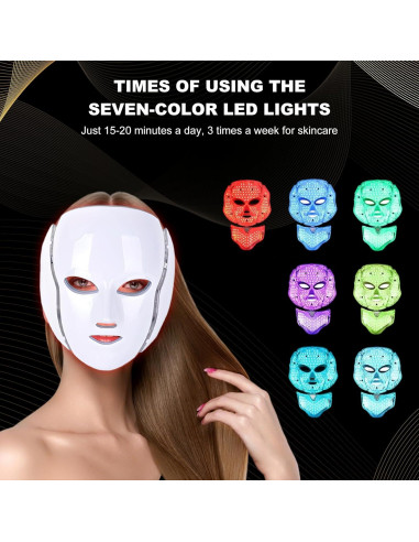 Máscara de Terapia de Luz Facial LED FAHKNS 7 Colores Recargable