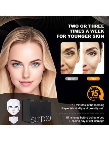 Máscara de Terapia de Luz Facial LED FAHKNS 7 Colores Recargable