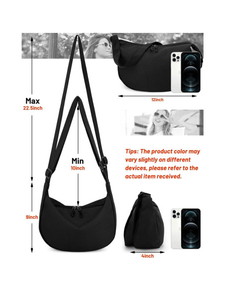 Bolso Cruzado Iioscre Unisex de Nylon Impermeable 35.5x10.2x21.6cm