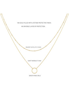 Collar Colgante en Capas MEVECCO Baño Oro 18k para Mujeres 2
