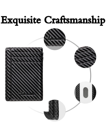 Billetera delgada minimalista Travelambo cuero RFID negra