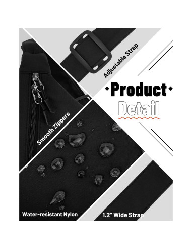 Bolso Cruzado Iioscre Unisex de Nylon Impermeable 35.5x10.2x21.6cm