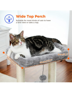 Árbol para Gatos Pequeños PEQULTI 60cm con Rascador y Perchas 2