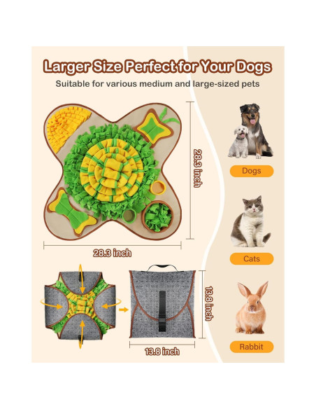 Alfombra de Olfateo HOPET 72x72cm para Perros Grandes - Antideslizante