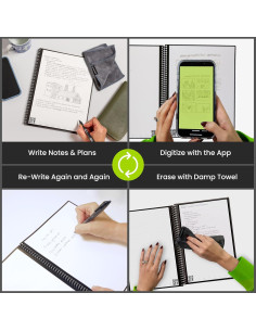 Cuaderno Espiral Reutilizable Rocketbook Core Negro 15.24x22.35 cm 2