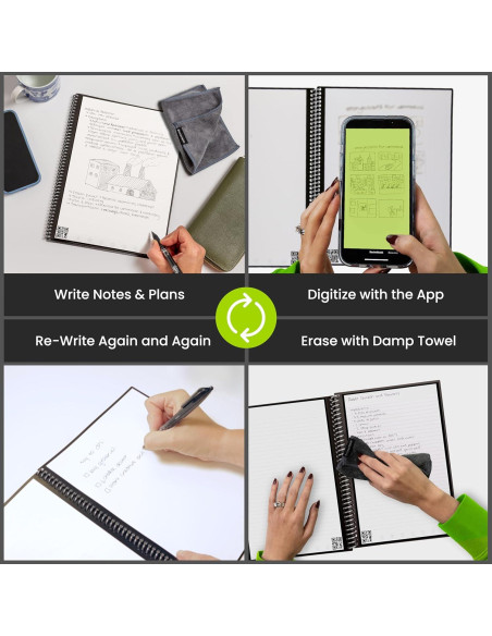 Cuaderno Espiral Reutilizable Rocketbook Core Negro 15.24x22.35 cm