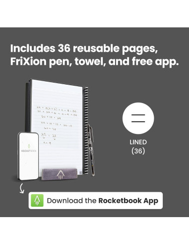 Cuaderno Espiral Reutilizable Rocketbook Core Negro 15.24x22.35 cm