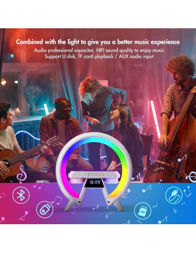 Lámpara de Mesa KUIDEHACUL 5 en 1 con Cargador Inalámbrico 15W